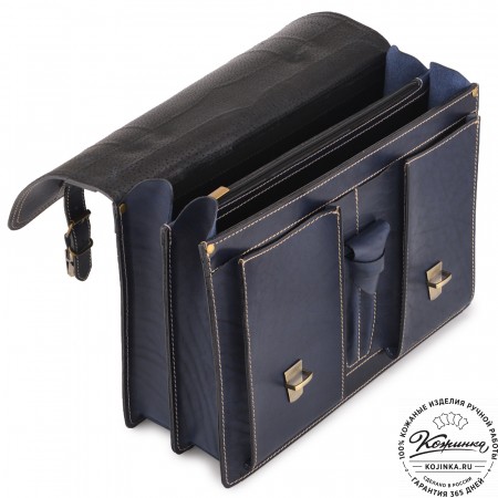 Кожаный портфель "Юрист" (синий)